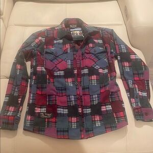 Colorful Plaid Button-Up button up jacket 100% ORGANIC COTTON.